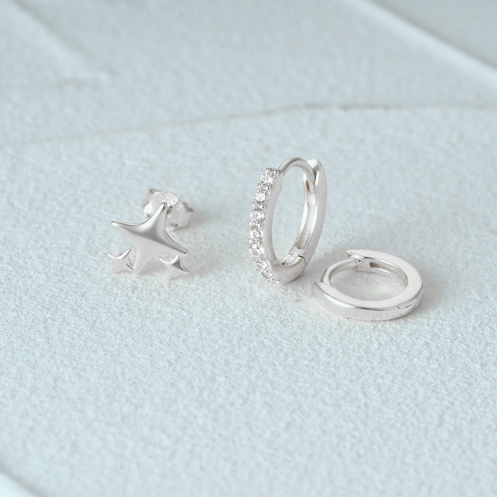 Set Estrella Arracadas Plata De Ley 925