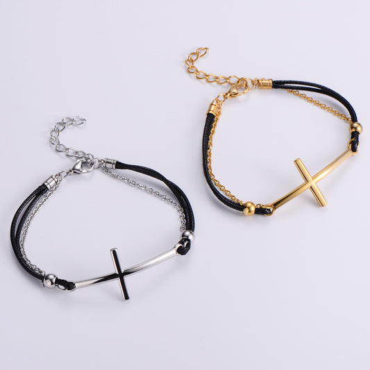 Pulsera Cruz Acero Titanio