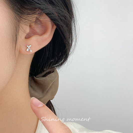 Aretes Cereza Perla Circón Plata De Ley 925