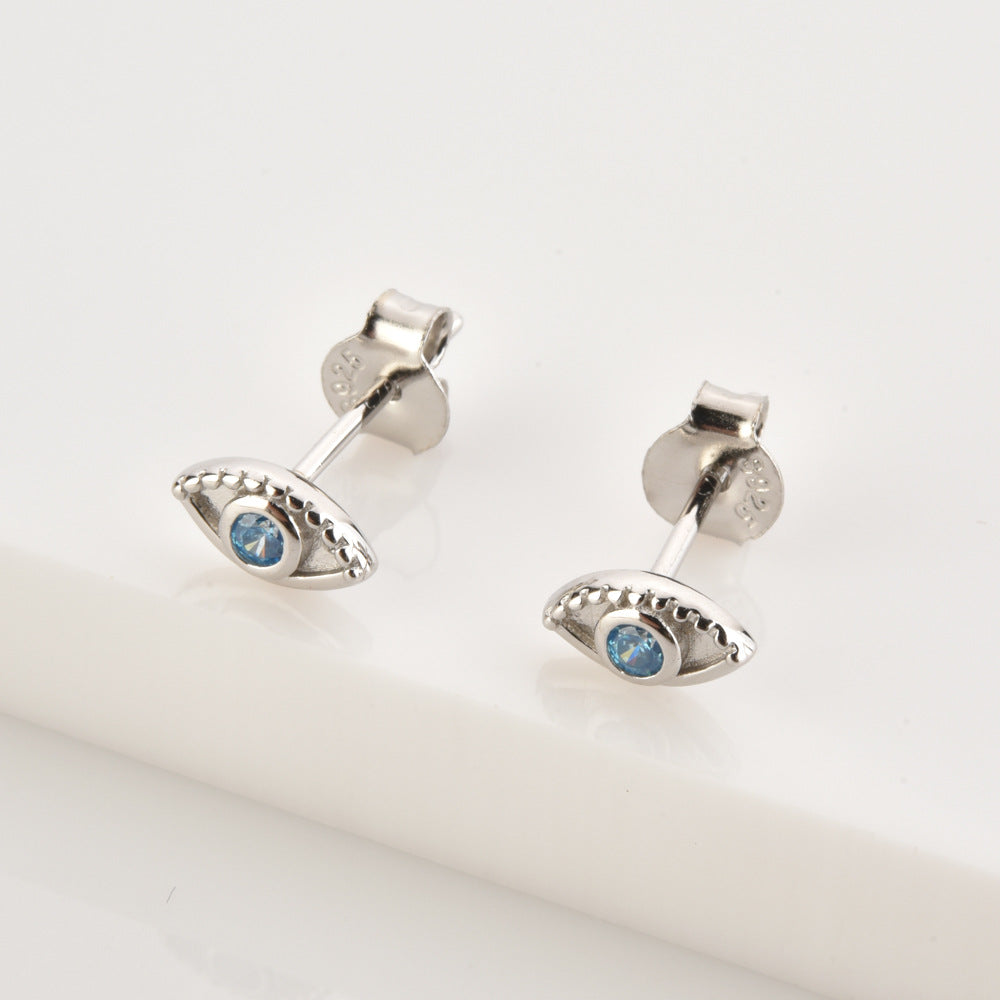 Aretes Ojo Azul Plata S925