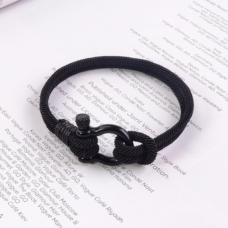 Pulsera Negra Tela Acero Inoxidable