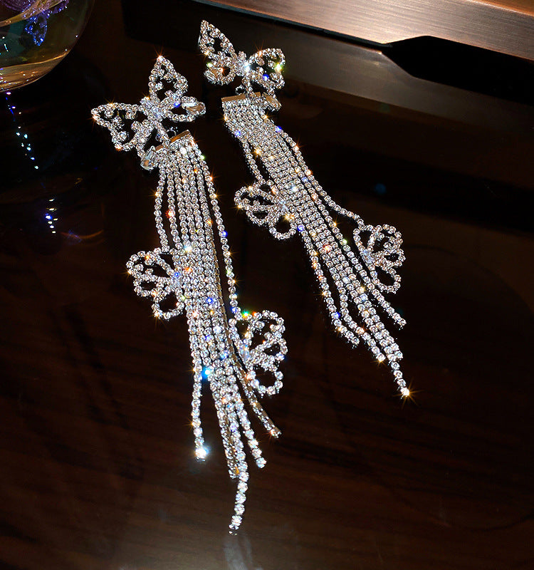 Aretes Mariposas Vintage Borla Larga