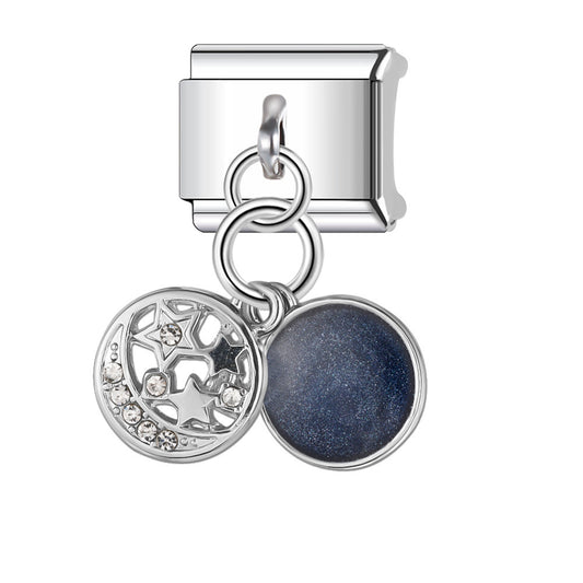 Charm Italiano Luna Estrellas Acero Inoxidable