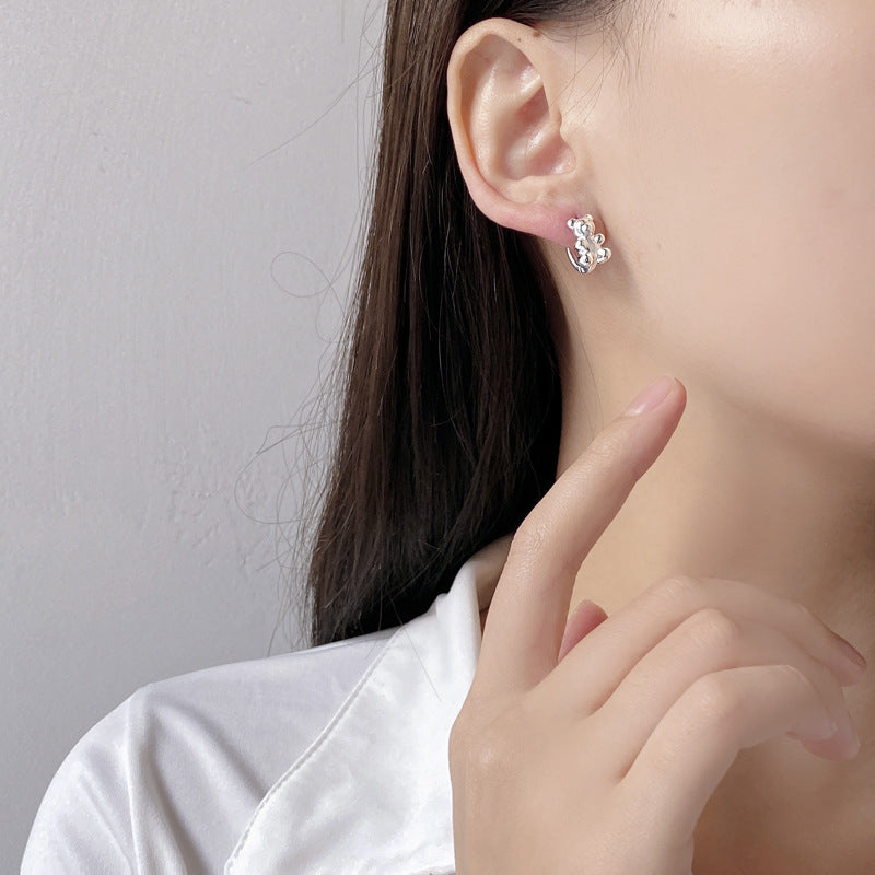 Aretes Oso Plata De Ley 925