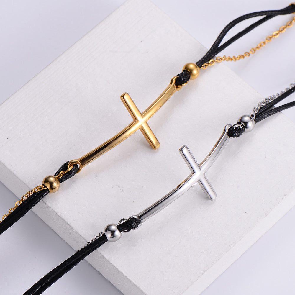 Pulsera Cruz Acero Titanio