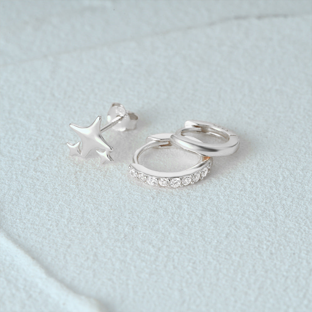 Set Estrella Arracadas Plata De Ley 925
