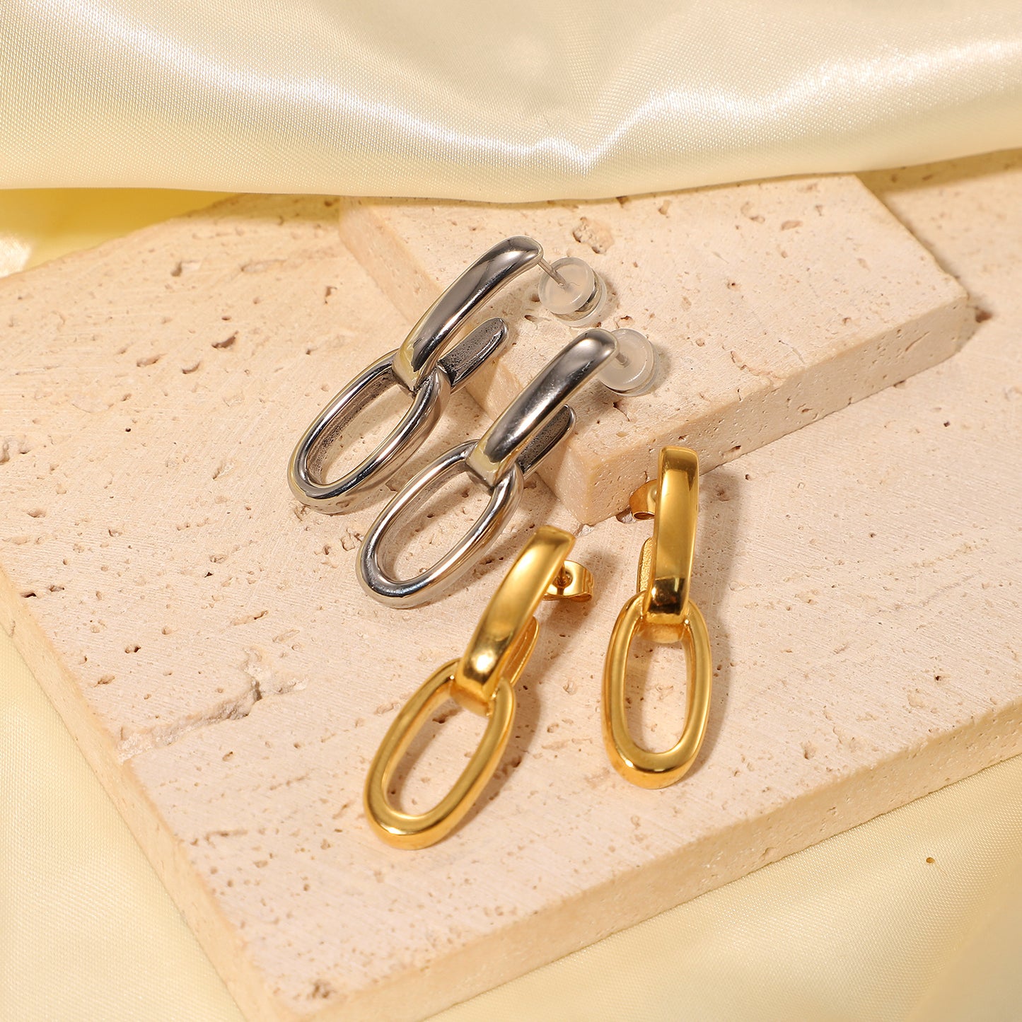 Aretes Cadena Doble Ovalada