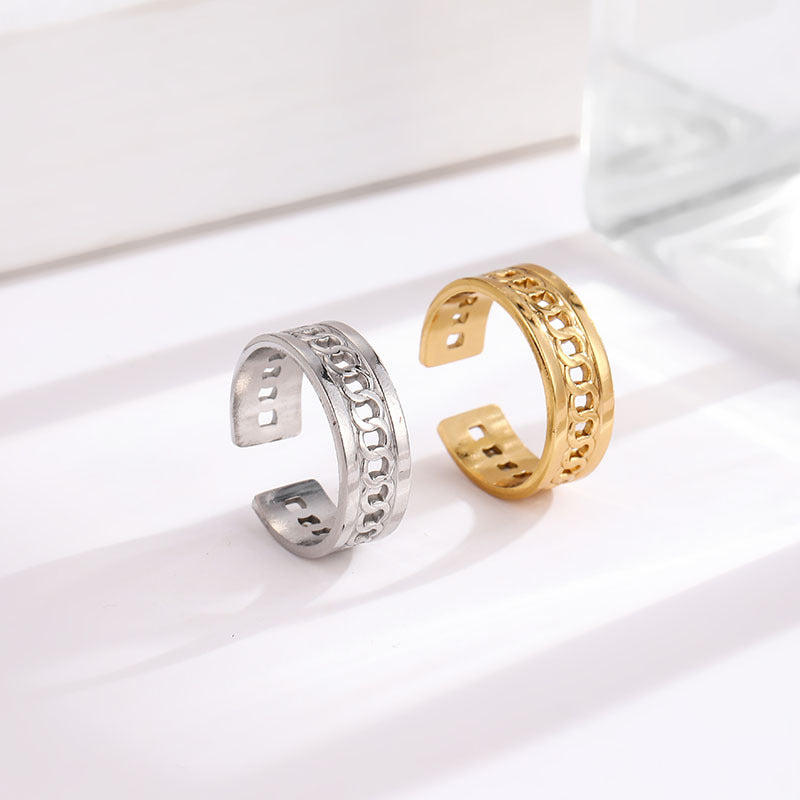 Anillo Cadena Acero Titanio