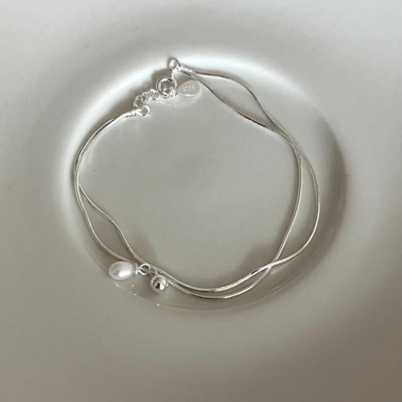 Pulsera Elegante Perla Plata De Ley 925
