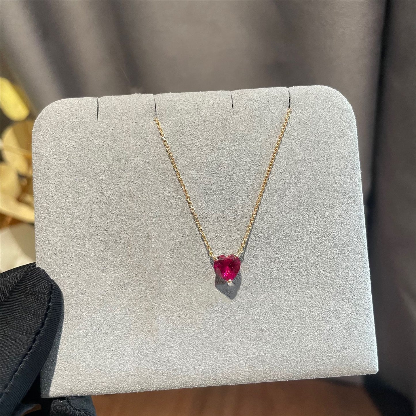 Collar Corazón Rosa Plata 925