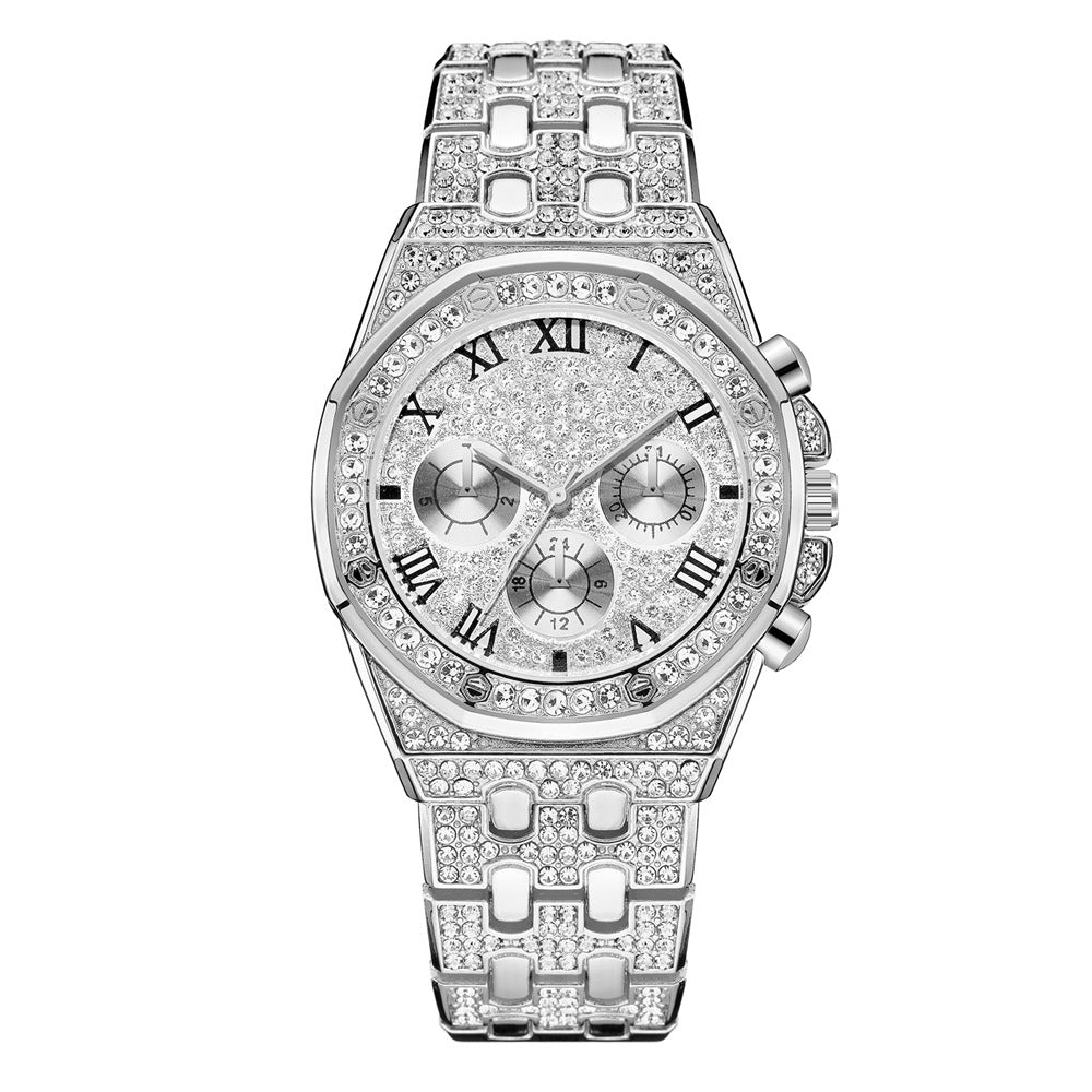 Reloj Banda De Acero Diamantes Imitación