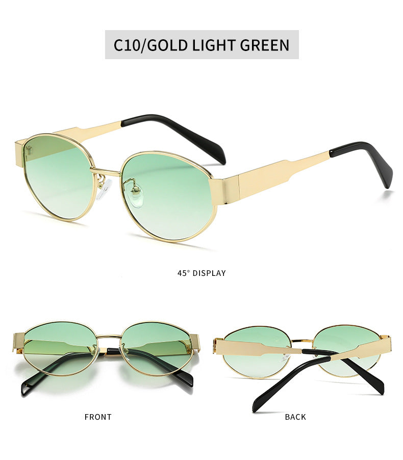 Gafas Verde Marco Ovalado Dorado