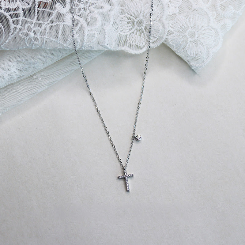 Collar Cruz Circón Plata De Ley 925