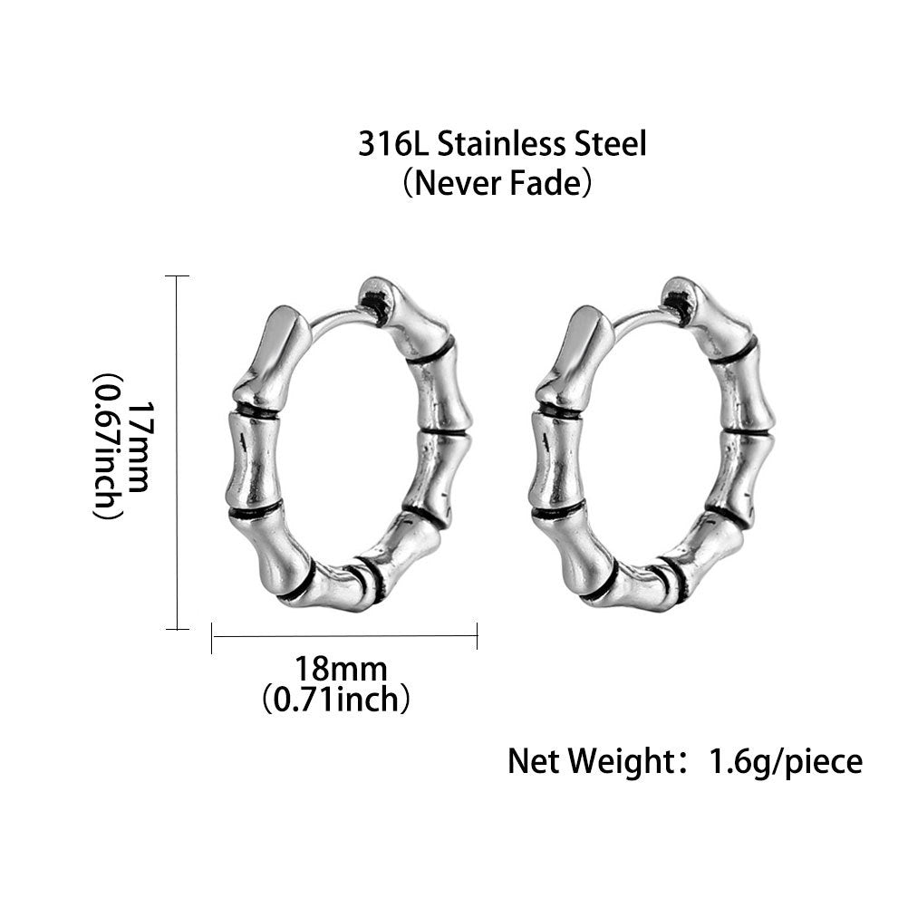 Arracada Bambú Acero Titanio