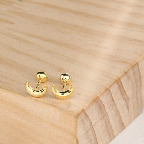 Aretes Luna Dorado Plata S925