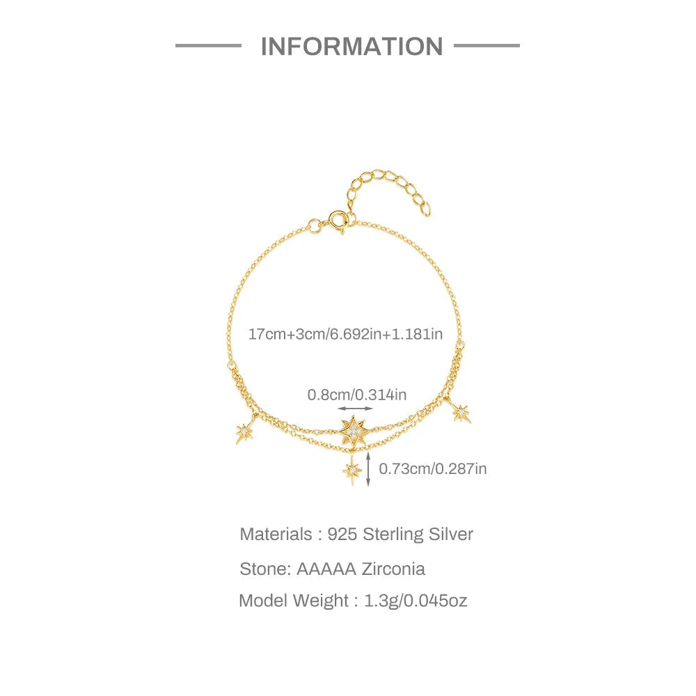 Pulsera Estrellas Plata Esterlina S925