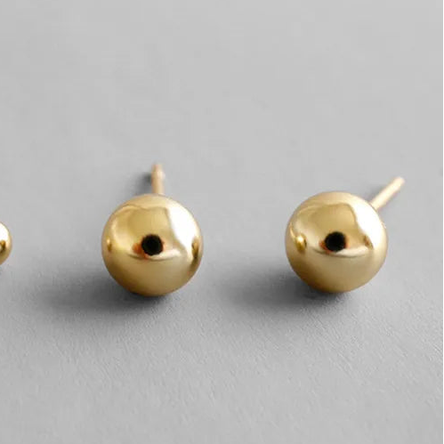 Aretes Bola Dorado 6mm Plata 925