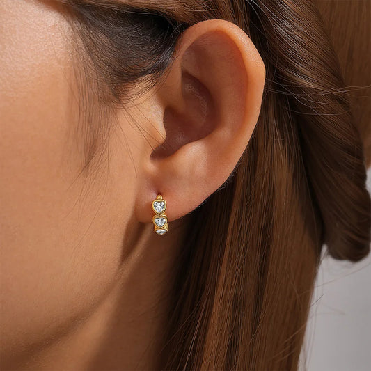 Aretes Corazón Dorado Plata Esterlina 925
