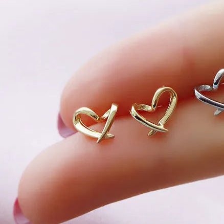 Aretes Corazón Hueco Dorado Plata Pura S999