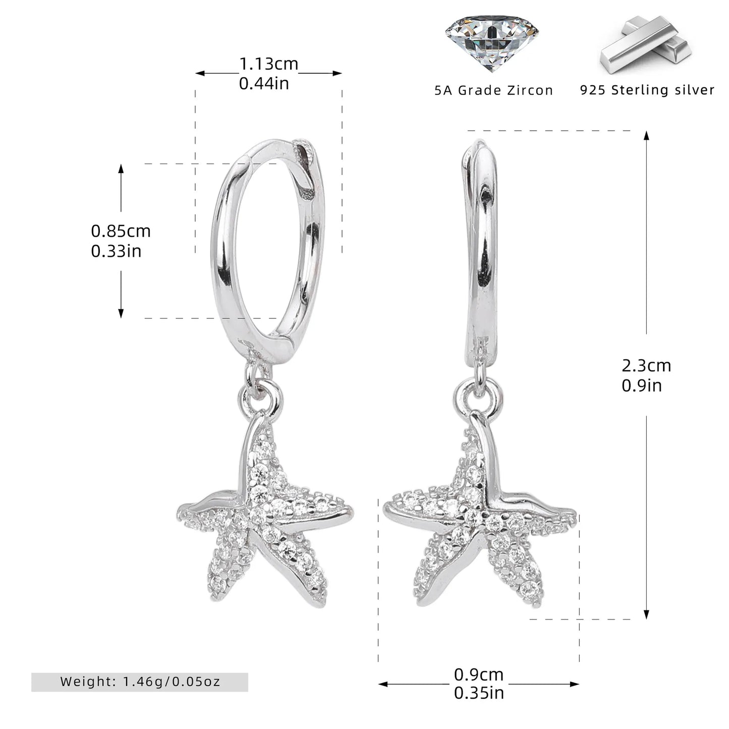 Aretes Estrella de Mar Plata S925