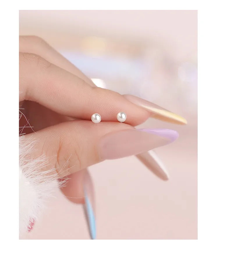 Aretes Perla 4 mm Dorados Plata S999