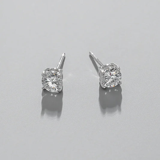 Aretes Circón Redondo 5mm Plata S925