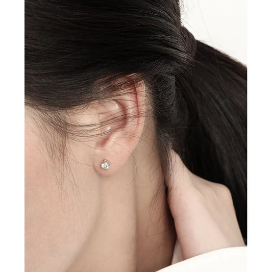 Aretes Circón Redondo 4mm Plata S925