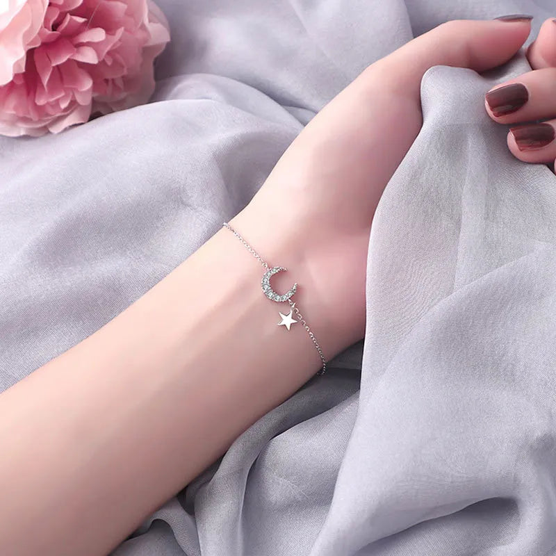 Pulsera Luna Estrella Plata De Ley 925