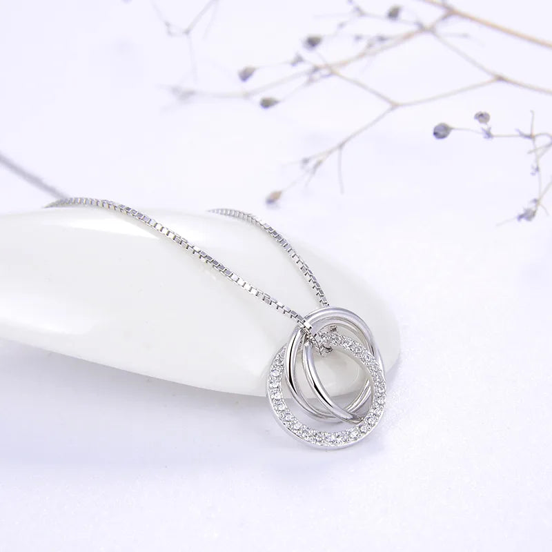 Collar Anillos Plata De Ley 925