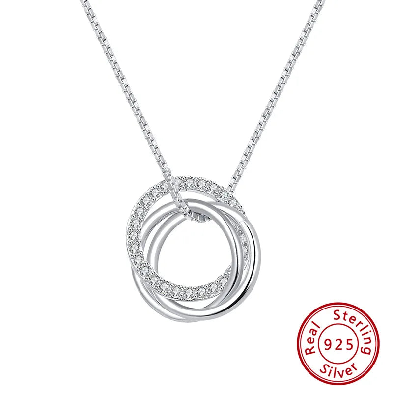 Collar Anillos Plata De Ley 925