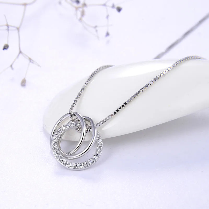 Collar Anillos Plata De Ley 925
