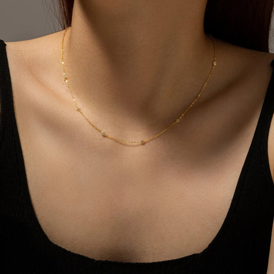 Collar Delicado Dorado Plata De Ley 925