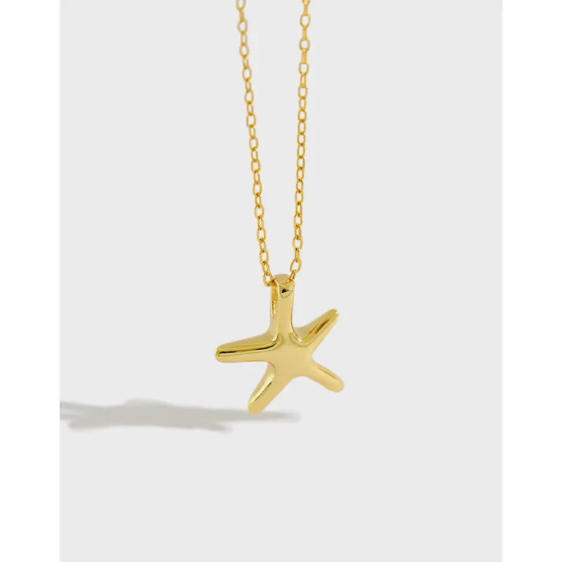 Collar Estrella de Mar Dorado Plata De Ley 925