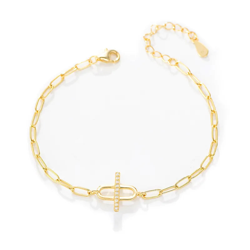 Pulsera Diseño Dorada Plata De Ley 925