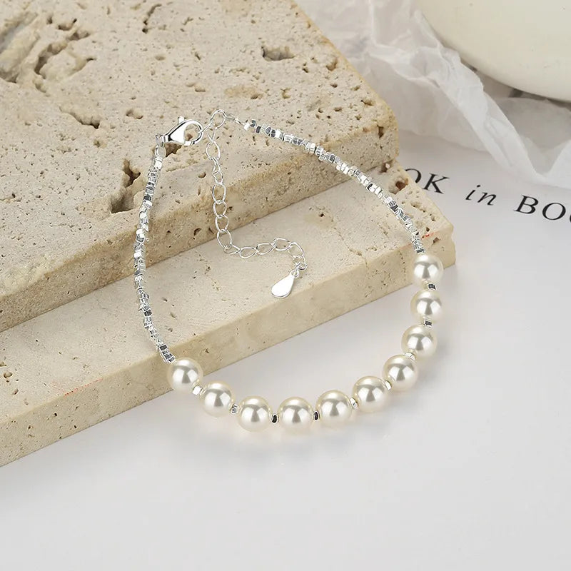 Pulsera Perlas Plata De Ley 925