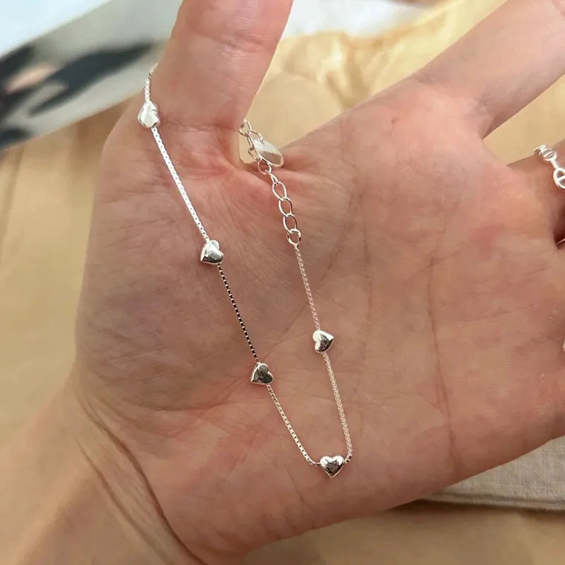 Pulsera Corazones Plata De Ley 925