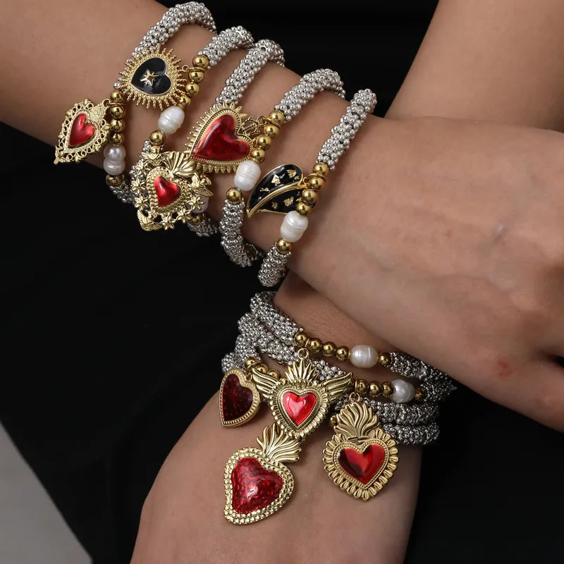 Pulsera Ajustable Con Colgante De Corazón Alas