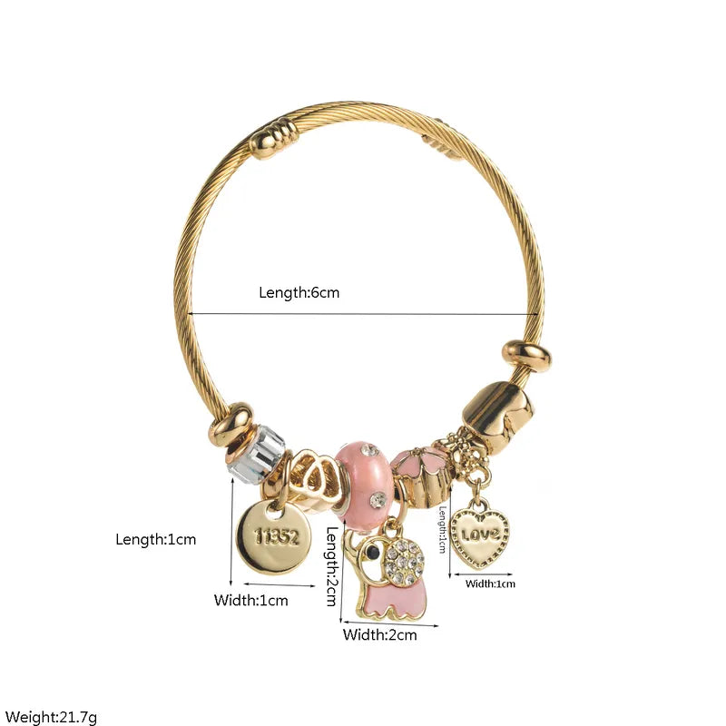 Pulsera Elefante Rosa Acero Inoxidable