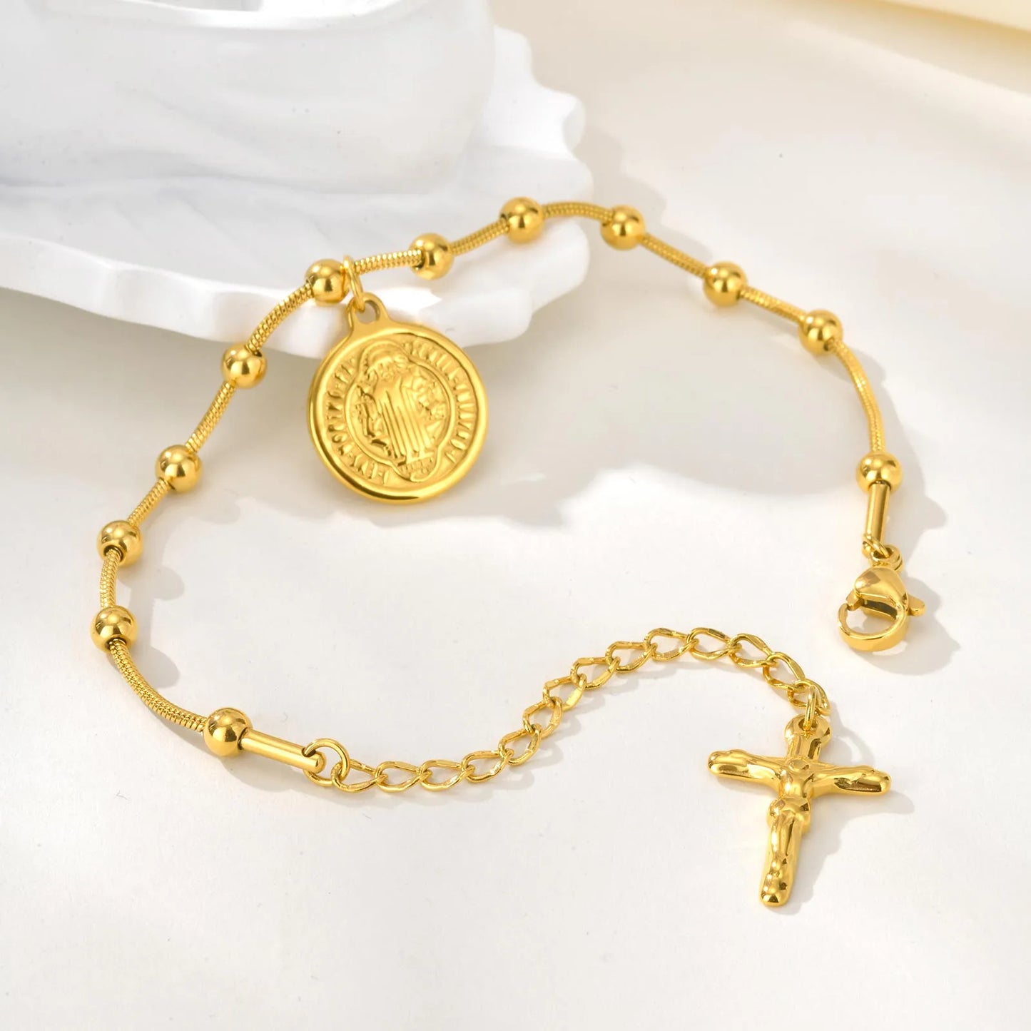 Pulsera Cruz San Benito Acero Inoxidable