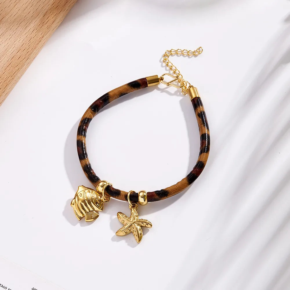 Pulsera Leopardo Estrella Pez Acero