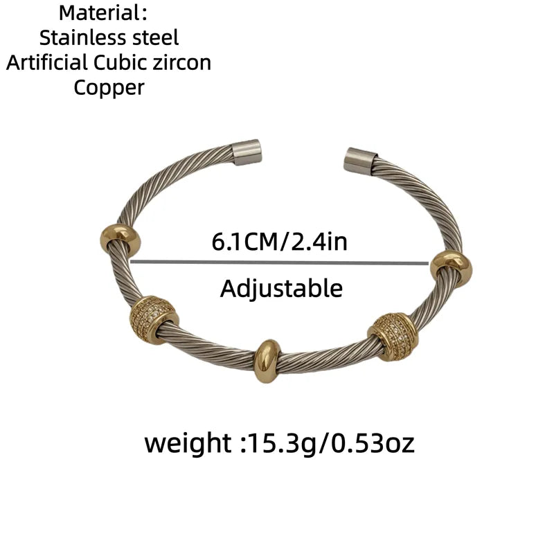 Set Pulseras Bicolor Acero Cobre