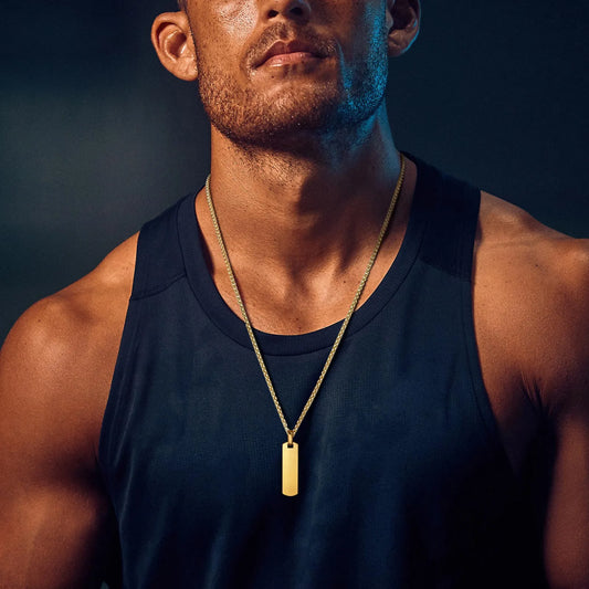 Collar Rectangular Dorado Acero Inoxidable