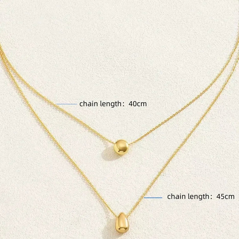 Collar Doble Gotita Agua Acero Inoxidable