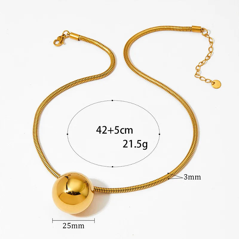 Collar Bola Acero Inoxidable Chapado En Oro