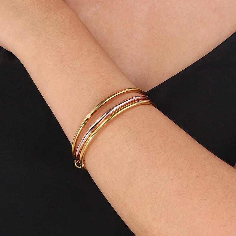 Pulsera Triple Bicolor Acero Inoxidable