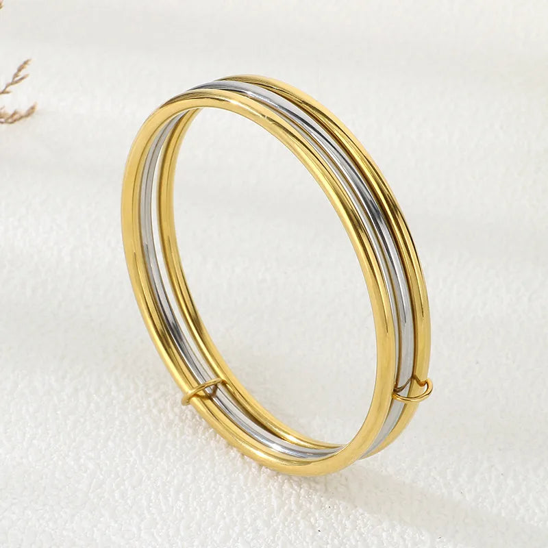 Pulsera Triple Bicolor Acero Inoxidable