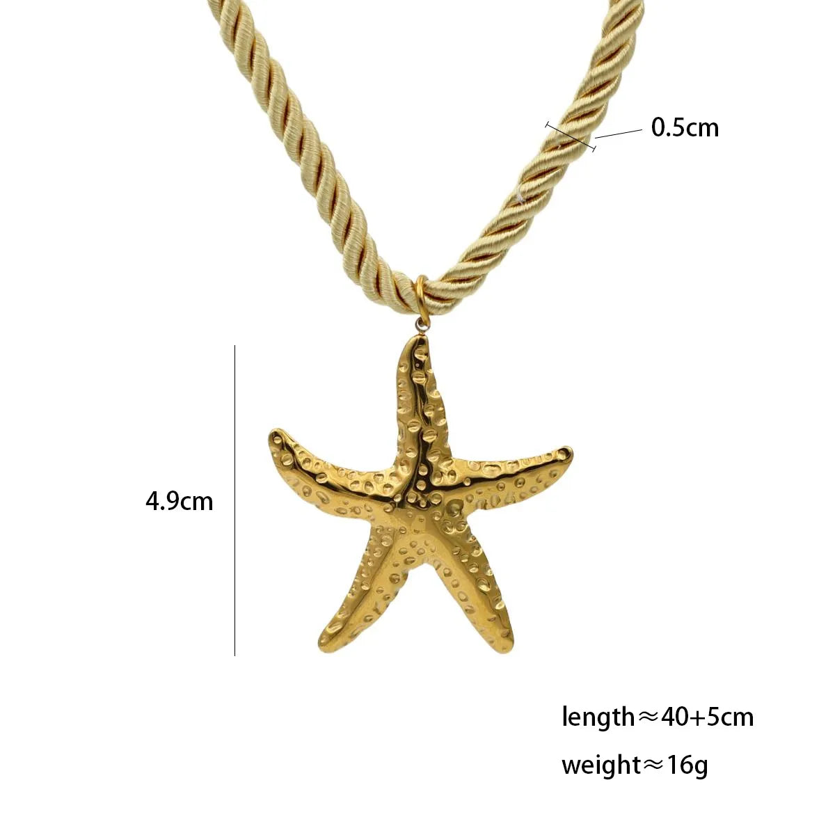 Collar Estrella Mar Tela Acero Inoxidable