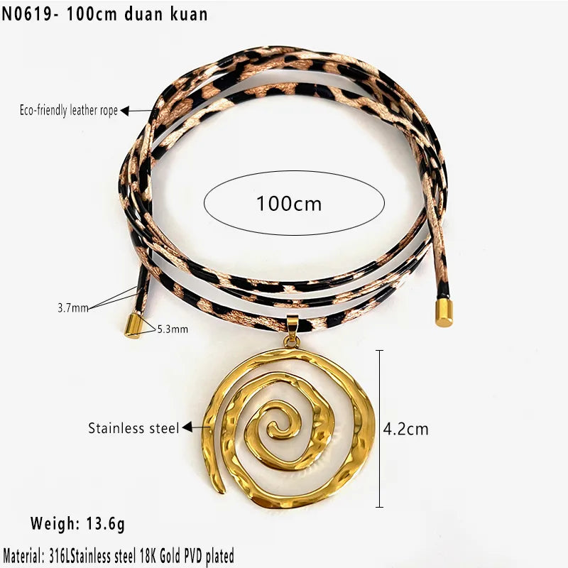 Collar Espiral Leopardo Nylon Acero Inoxidable