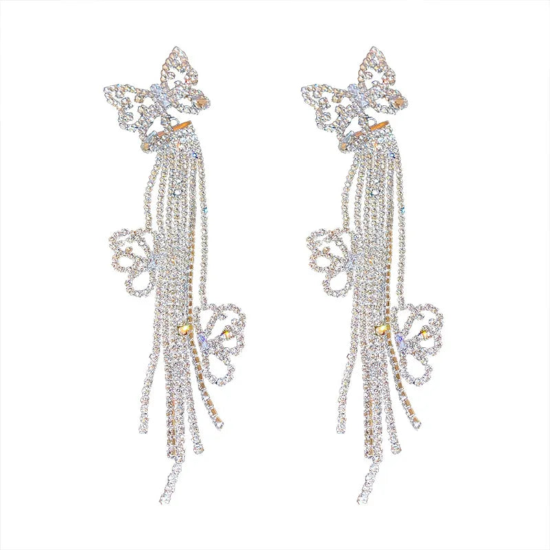 Aretes Mariposas Vintage Borla Larga