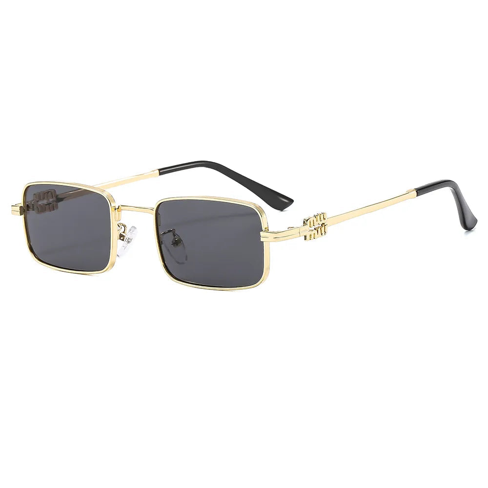 Gafas de Sol Rectangular Marco Dorado